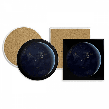 

Universe Space Blue Planet Earth Coaster Cup Mug Holder Absorbent Stone Cork Base Set