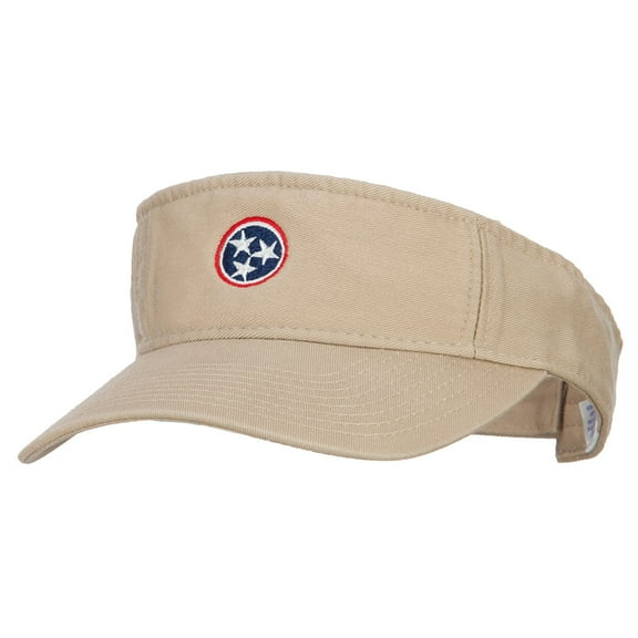 Tennessee Flag Logo Embroidered Pro Style Cotton Washed Visor - Khaki OSFM