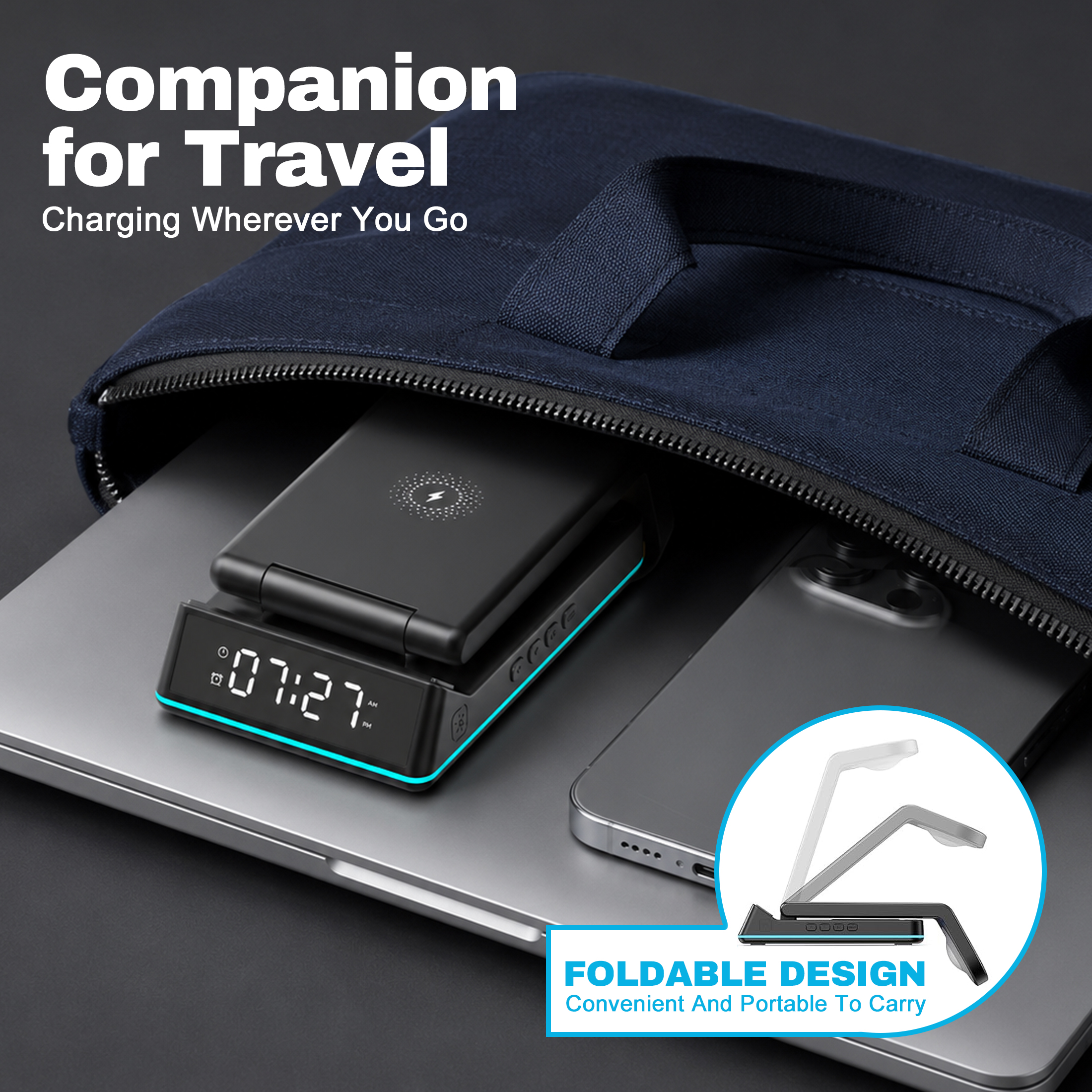 Visentor 7-in-1 Foldable Wireless Charging Station, Black photo 7