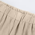 thumbnail image 3 of Beige Womens Sweatpants Womens Casual Loose Elastic Waist Cotton Trouser Cropped Wide Leg Pants Casual Pants Women, 3 of 5