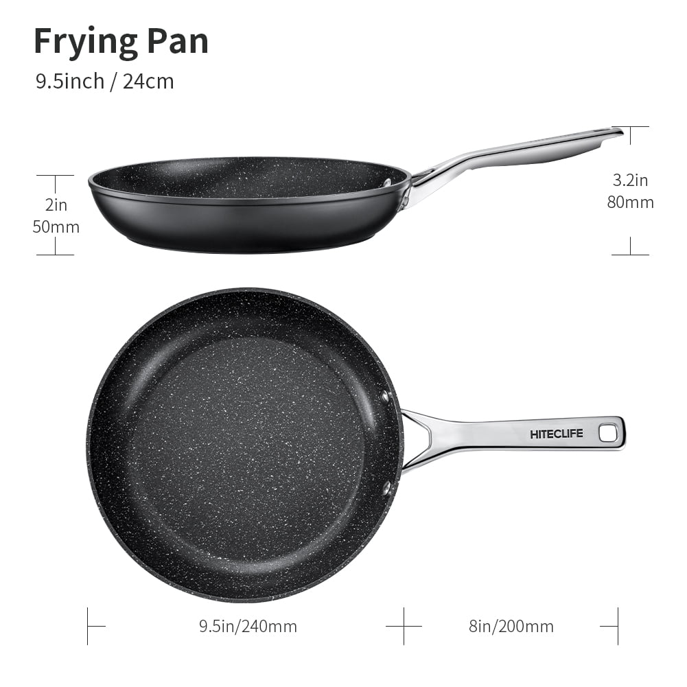 HITECLIFE Frying Pan with Lid 10 inch, Nonstick Saute Pans for All Stoves,  Non-Toxic Deep Skillet