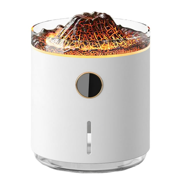 Naiovety Mini máquina de aire aromática con pilas, difusor de llama para humidificador de dormitorio con pantalla LED Humidificadores blanco