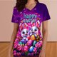 thumbnail image 4 of Camiseta de Cuello en V Casual con Estampado de Pascua para Mujeres con Bolsillo de Manga Corta de Uso Diario, 4 of 6