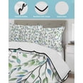 thumbnail image 3 of Quilts Queen Size Bedding Set, Blue Green Eucalyptus Reversible Summer Quilt 3 Pieces, Spring Botanical Leaves Weeping Lightweight Bedspreads Coverlets with 2 Pillow Shams for All Seasons, 3 of 5