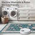 thumbnail image 5 of ODIKA 3'x5' Machine Washable Non-Slip Area Rug, Floral Teal Door with Cherry Blossom Branch and Decorative Accents High Traffic Rug, Blue, 100589, 5 of 7