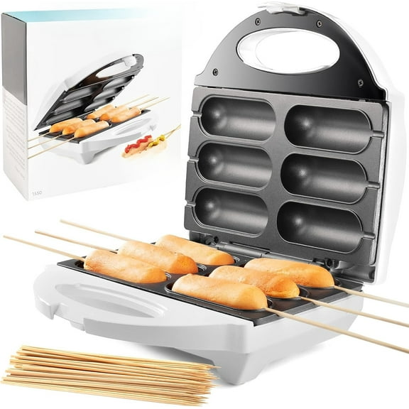 Corn Dog Maker- Perfect Hot Dogs on a Stick, Mozzarella Cheese Sticks, Cake Pops Skewers & Recipes, Easy to Use Electric Nonstick Food Baker For Parties