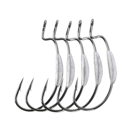 Fish Hook Holder - 5Pcs Black Nickel Lead Weighted Extra Wide Super Sharp Baits Holder Fish Crank Hook Set