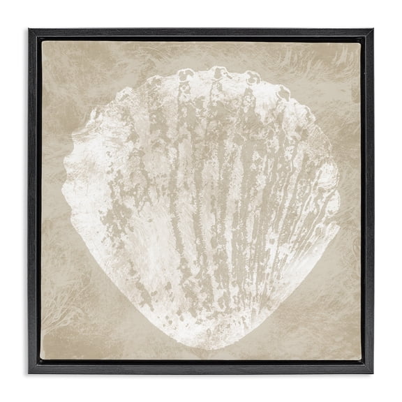 Stupell Industries Rustic Lodge Rustic Distressed Seashell Black Floating Frame Canvas Art, 18 x 18, by Carol Robinson