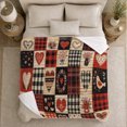 thumbnail image 5 of Rustic Patchwork Hearts Truck Scene Romantic Country, Cozy Bird Art Scene, Warm Flannel Blanket for Sunroom and Reading Nook, Bird Lovers Valentine's Day Gift, Artistic Home Decor, 5 of 9