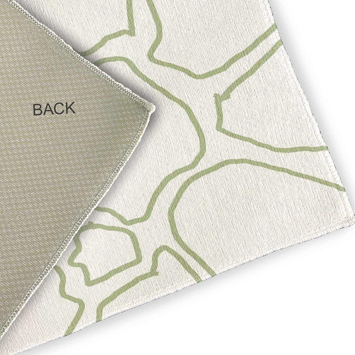 Simply Daisy 5' Round Green/White Petal Lines Spring Chenille Indoor/Outdoor Rug