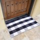 thumbnail image 3 of Alfombra de algodón con cuadros de búfalo, alfombra para puerta de entrada, lavable, con varias capas (24" x 35", alfombra a cuadros en blanco y negro), 3 of 7