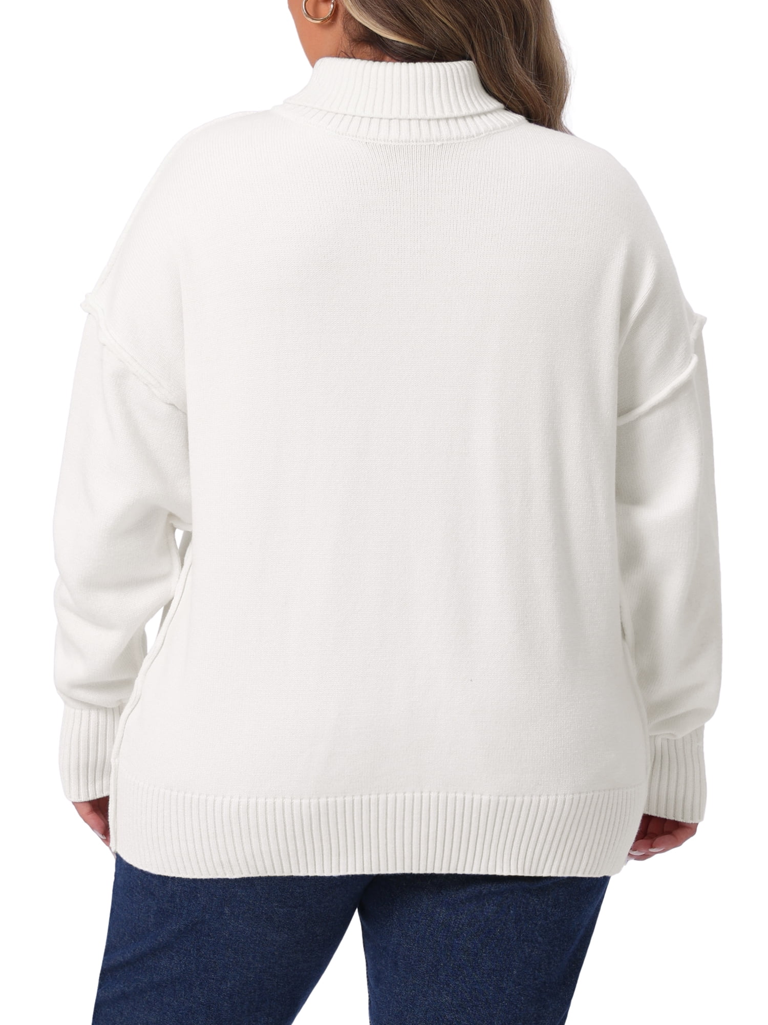 DARING DIVA Plus Size Long Sleeve Knit Top Loose Pullover Sweater 2X White