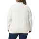 thumbnail image 3 of Suéter de Talla Grande para Mujeres Agnes Orinda, Cuello Alto, Manga Larga, Casual, Pullover, Tejido, Tallas 1X, Blanco, 3 of 5