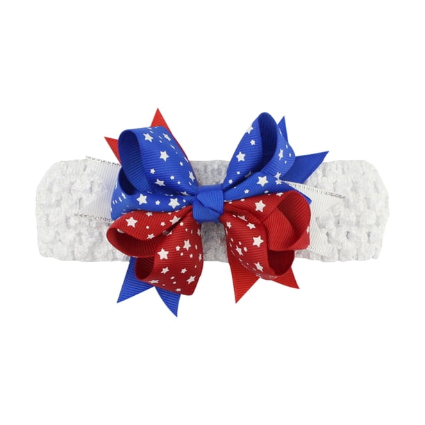 Xihbxyly mi pedido Diadema con bandera y lazo para el cabello, banda elástica para el cabello para el Día de la Independencia