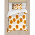 thumbnail image 1 of Burnt Orange Twin Size Duvet Cover Set, Blooming Calendula Flowers Watercolor Botany Themed Composition, Decorative 2 Piece Bedding Set with 1 Pillow Sham, Burnt Orange and White, by Ambesonne, 1 of 3