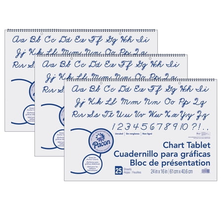 Pacon Chart Tablet, Unruled, 24" x 16", White, 25 Sheets