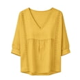 thumbnail image 4 of Womens Floral Babydoll Tops，Plus Size Bohemian Clothes Lightweight Gauze 3/4 Sleeve Blouses Gauze Shirts For Women Floral Blouses For Women Beach Vacation Blouses Boho Floral Tops 2XL, 4 of 8