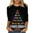 thumbnail image 2 of LEKWK Christmas Sweat Shirts for Women Sparkly Xmas Tree Crew Neck 3/4 Sleeve Tops Christmas Cat Shirts for Women Tunic Women's Christmas Blouse, 2 of 5