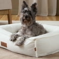 thumbnail image 3 of TOWN & COUNTRY LUXE CuddleTown Cozy Bolster Pet Bed, Ribbed Corduroy Texture, Machine Washable Cover, Soft, Cozy & Calming, Non-Slip Bottom, Cream, Medium 27"x22"x7", 3 of 6