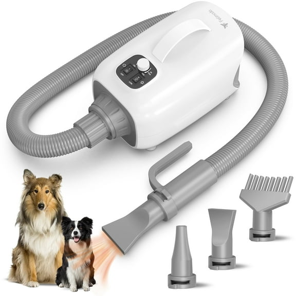 FELIMODA Dog Dryer for Pet Grooming, 1450W High Velocity Blow Dryer for Dogs with 150 Mph Speed Airflow and Adjustable Temperature, 3 Nozzles Perfect for Pets, Furfriends Drying