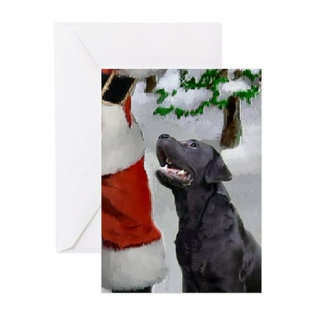 Labrador Christmas Cards CafePress - Labrador Retriever Christmas Cards Gree - Greeting Card, Blank Inside Glossy ()