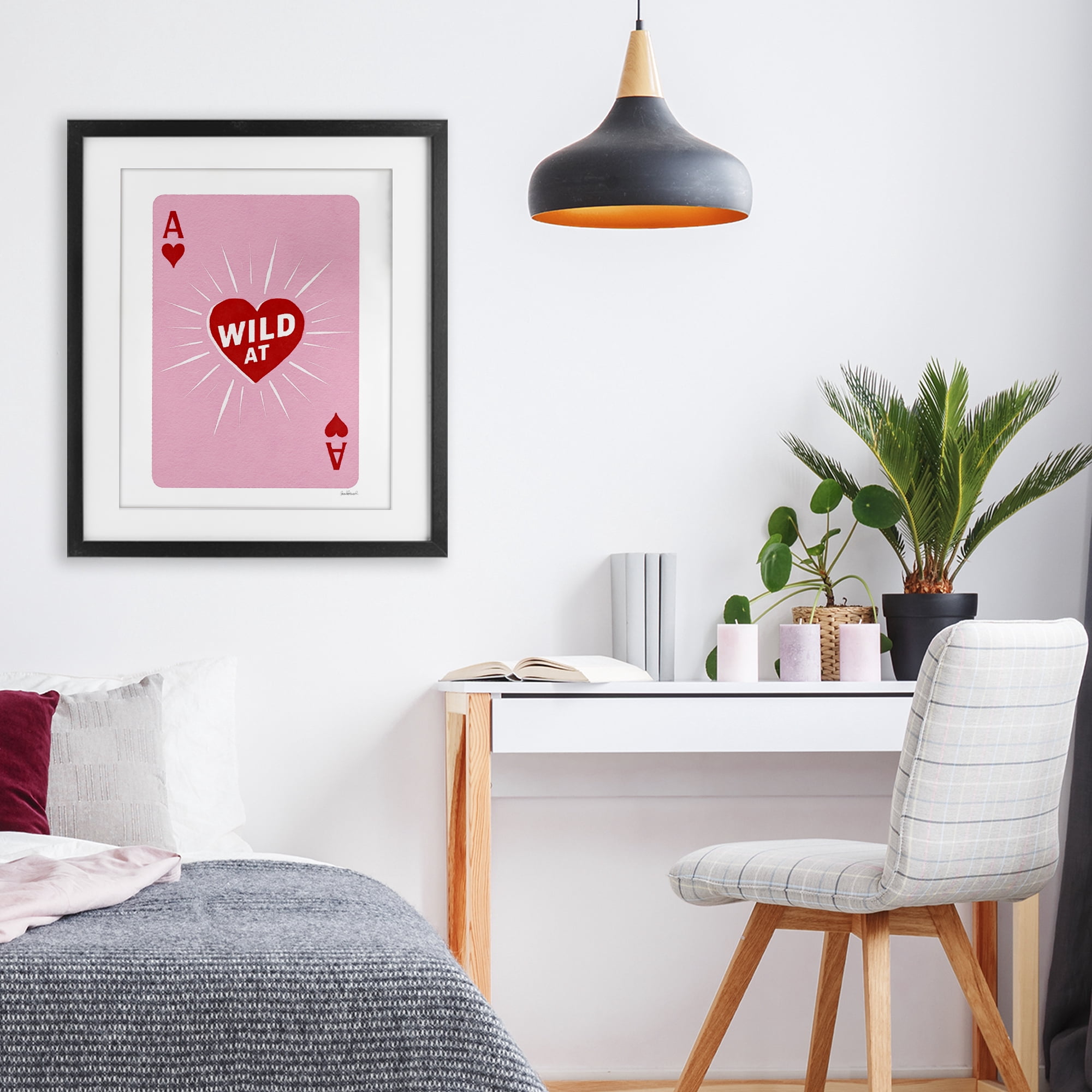 Wild At Heart Card Black Framed Print Under Glass, design by Amanda Greenwood
