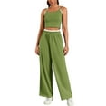 thumbnail image 2 of ATHLECHIC Women's Tracksuit Lounge Sets Spaghetti Strap Crop Camisole Tank Tops Straight Leg Pants L Green, 2 of 5
