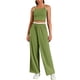 thumbnail image 2 of Conjunto de chándal para mujer ATHLECHIC, con tirantes de espagueti, top corto y pantalones rectos, color verde M, 2 of 5
