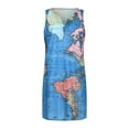 thumbnail image 4 of Leutsin Mode Femmes Décontracté Grande Taille Col en V Imprimé Carte Sans Manches Robe en Lin, 4 of 8