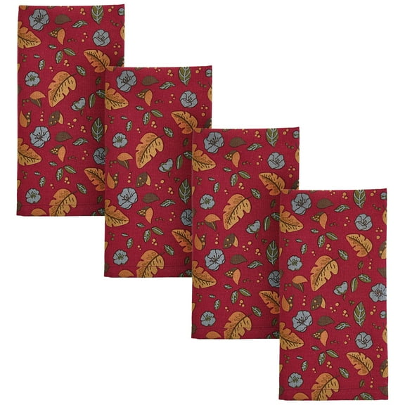 Park Designs Coriander Leafy Floral Red Napkin Set of 4