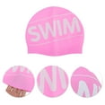 thumbnail image 3 of Unique Bargains 1 Pc Silicone Waterproof Letter Swim Cap Pink White, 3 of 5