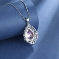 thumbnail image 3 of Pink Crystal Pendant Necklace S925 Sterling Silver Pink Diamond Gemstone Statement Necklace for Women Wedding Bride Jewelry Gift for Wife Mom, 3 of 6