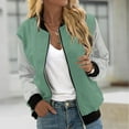 thumbnail image 2 of Cmfcve Zip Up Jacket for Woman Color Blocked Patchwork Long Sleeve Sports Coat Tops Casual Solid Color Crew Neck Cardigan Shirt with Pocket, 2 of 5