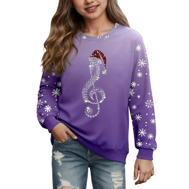 MIASHUI Chandail Décontracté pour Filles, Durable, Léger, Confortable pour Toutes les Saisons, Violet, 5-6 Ans