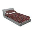 thumbnail image 2 of Ambesonne Ethnic Fitted Sheet & Pillow Sham Set, Herringbone Lines, Twin, Multicolor, 2 of 2