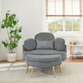 thumbnail image 3 of Small sofa with Ottoman,Corduroy Upholstered Accent Chair with Half Moon Storage Ottoman for Living Room,Bedroom,Gray, 3 of 7