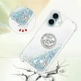 thumbnail image 4 of Case for iPhone 16, iPhone 16 Case Glitter with Ring Holder Stand,Clear TPU Cute Love Moving Quicksand Sparkle Shockproof Liquid Phone Case for iPhone 16 6.1 inch Sliver YBZ, 4 of 14