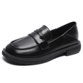 thumbnail image 5 of Women's Classic Square Toe Loafers, Smooth Leather Finish Slip-On Flats, Non-Slip Sole Office Dress Shoes, Elegant Comfort Work Style, Perfect Holiday Gift for Her, 5 of 7