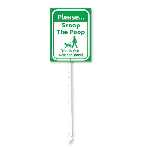 Eveokoki Please Scoop The Poop This Is Our Neighbourhood Yard Sign with Metal Stake Aluminum No Poop Yard Signs for House Lawn, Protect Your Grass & Property 8x12 inches