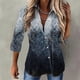 thumbnail image 2 of Mujeres Classic Summer Gradient Print Manga larga Túnica suelta Tops Blusas Camisa Pompotops  FGAJ13839, 2 of 8