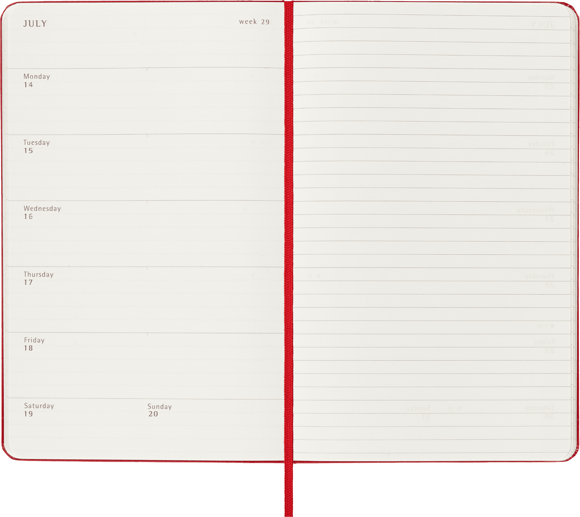 Moleskine Classic 12 Month 2025 Weekly Planner, Hard Cover, Large (5" x 8.25"), Scarlet Red, 144 Pages