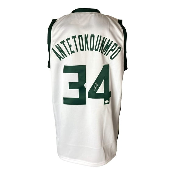 Giannis Antetokounmpo Milwaukee Signed White Basketball Jersey JSA