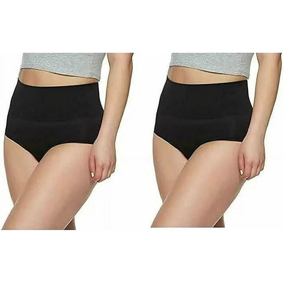 Gloria Vanderbilt Ladies Seamless Shaping Brief Medium Control Soft Yarn (2 Pack) (Black, Medium)