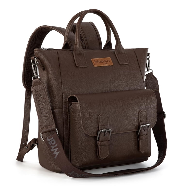 Wrangler Convertible Backpack Purse, Vegan Leather Coffee photo 5