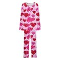 thumbnail image 7 of CZHJS Valentine's Day Womens Pajamas for Women Set Long Sleeve Festival Party Holiday Loungewear Pj Sets Matching Outfits Pajama Wide Leg Pants and Scoop Neck Shirts Sets&nbsp; 2 Piece Plus Size, 7 of 7