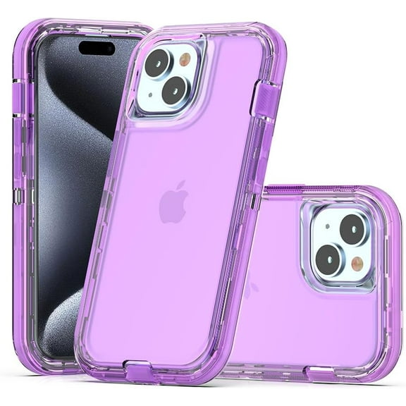 Case Compatible iPhone 15 15 Plus 15 Pro 15 Pro MAX Heavy Duty Anti Shock 3 in 1 360 Full Body Case (Purple, iPhone 15)
