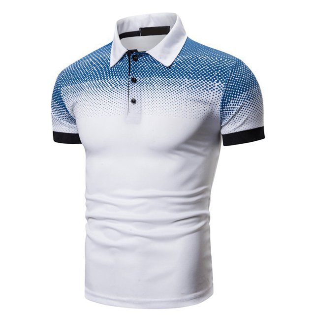 Camisa de manga corta con botones y cuello vuelto para hombre, suave, transpirable, con estampado, para verano, color blanco, talla M