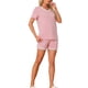 thumbnail image 2 of Conjunto de pijama para mujer INSPIRE CHIC, camisetas de manga corta y pantalones cortos, ropa de noche con bolsillos, L, rosa, 2 of 5