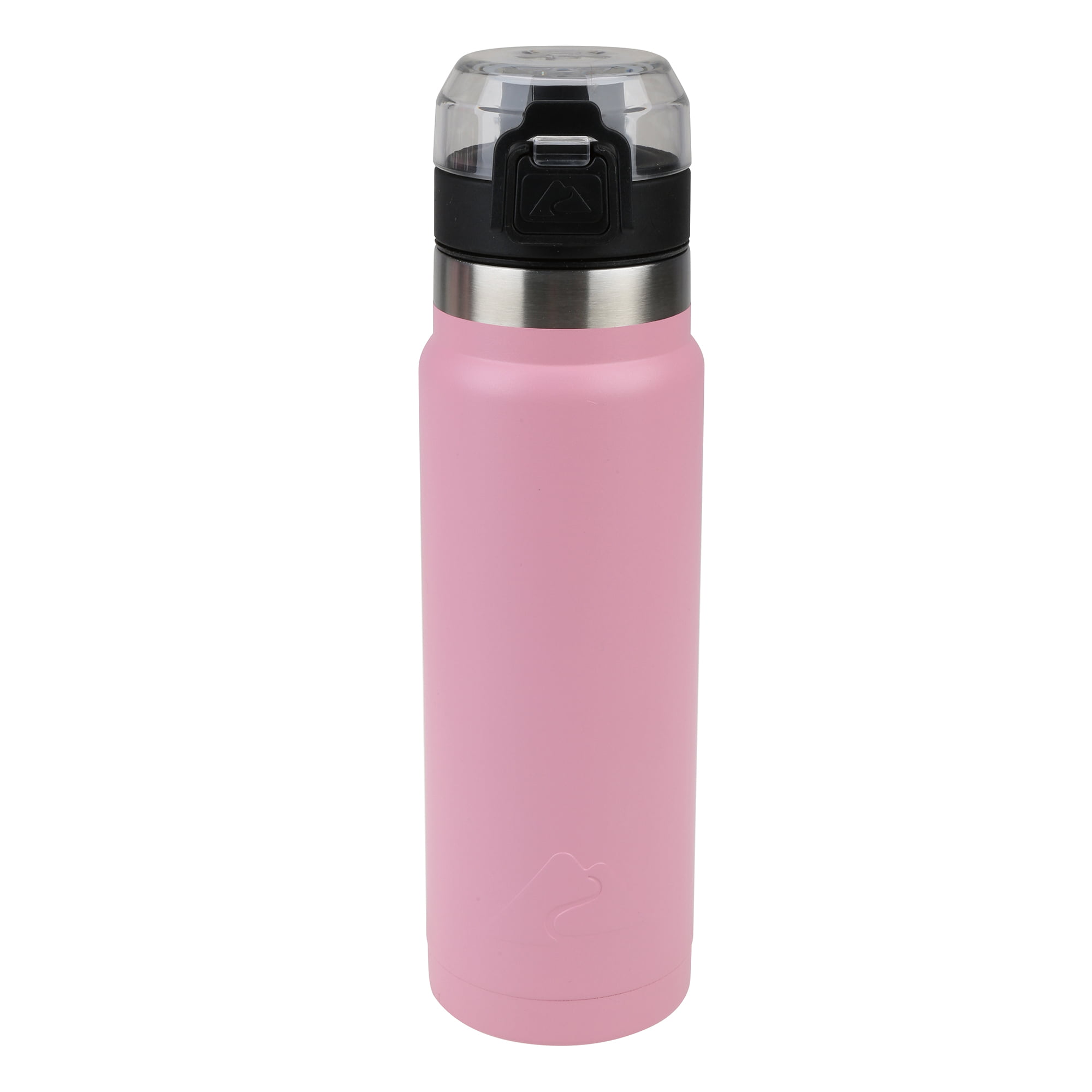 Ozark Trail 24 oz Pink and Silver Insulated Stainless Steel Water Bottle  with Wide Mouth Lid 