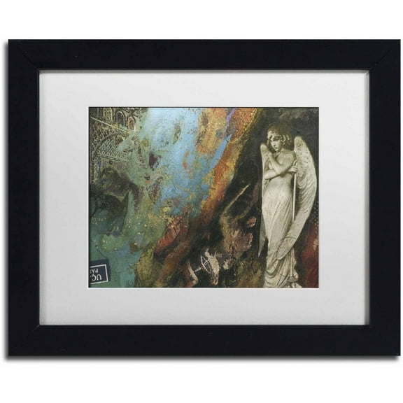Trademark Fine Art 'Green Angel' Canvas Art by Nick Bantock, White Matte, Black Frame